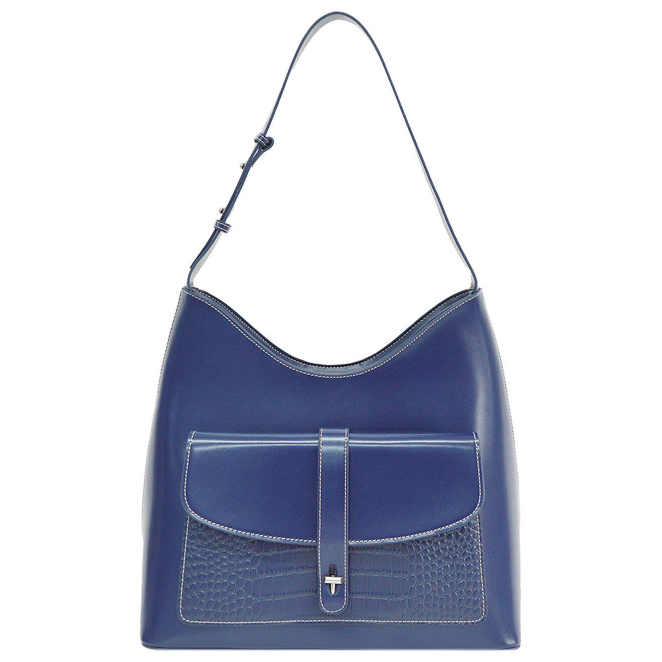 Sac Port Paule Refente De Cuir Vana Bleu Marine X X Cm Vente