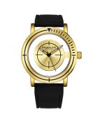 Montre Homme en Silicone  Quartz  Aviator noir/doré