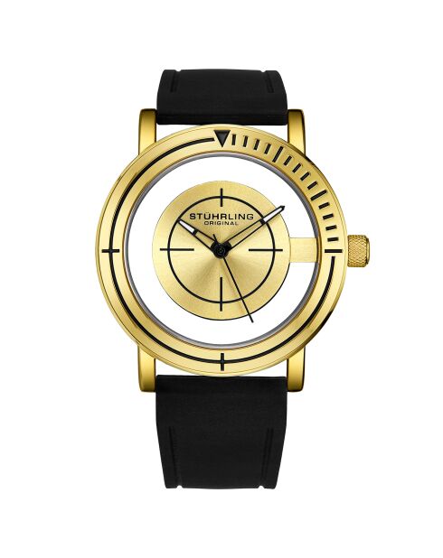 Montre Homme en Silicone  Quartz  Aviator noir/doré
