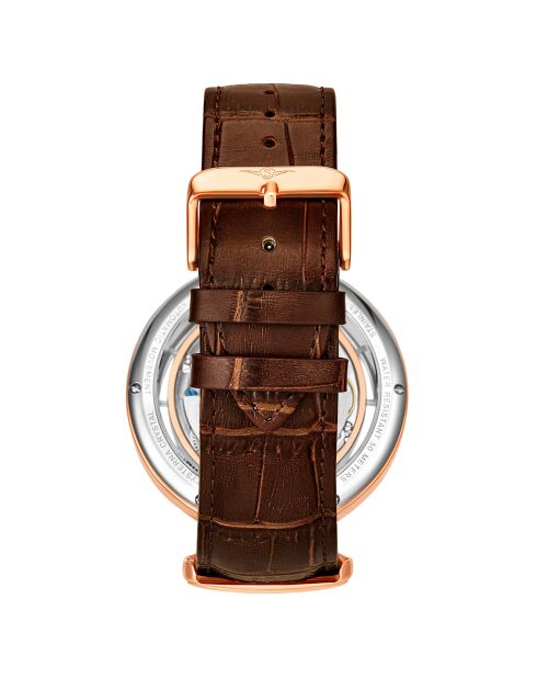Montre Homme Automatique  Legacy en Cuir marron/rose