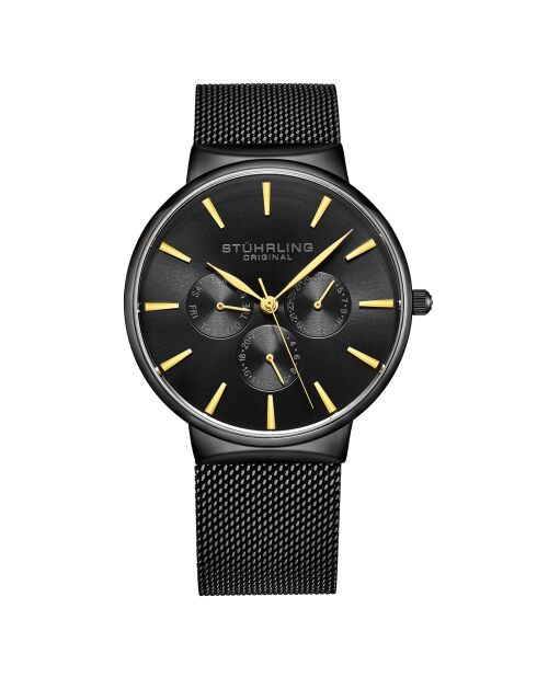 Montre Homme en Acier Quartz Multi-fonctions Monaco noire