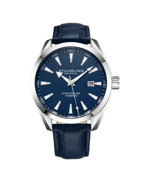 Montre Homme en Cuir Quartz Symphony bleue