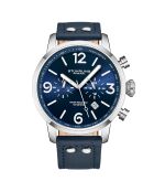 Montre Homme en Cuir Quartz Chronographe Aviator bleue