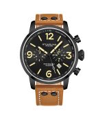 Montre Homme en Cuir Quartz Chronographe Aviator camel