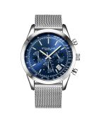 Montre Homme en Acier  Quartz Chronographe Monaco argenté/bleu