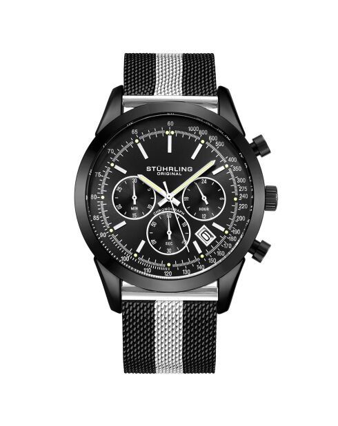 Montre Homme en Acier Quartz Chronographe Monaco argenté/noir