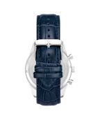 Montre Homme en Cuir Quartz Chronographe Monaco bleu/argenté