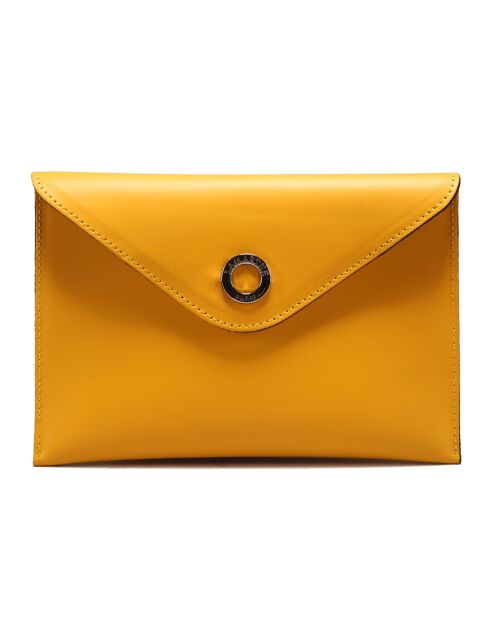 Pochette Glamour en Cuir jaune - 22x14x1 cm