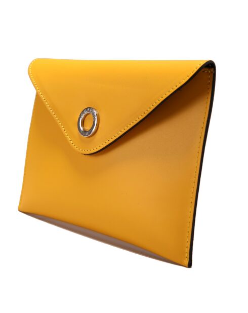 Pochette Glamour en Cuir jaune - 22x14x1 cm
