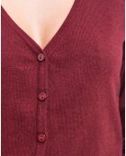 Cardigan col V en Cachemire & Soie mélangés à boutons bordeaux