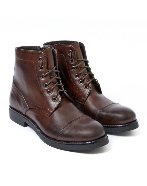 Boots en Cuir Daniella marron foncé