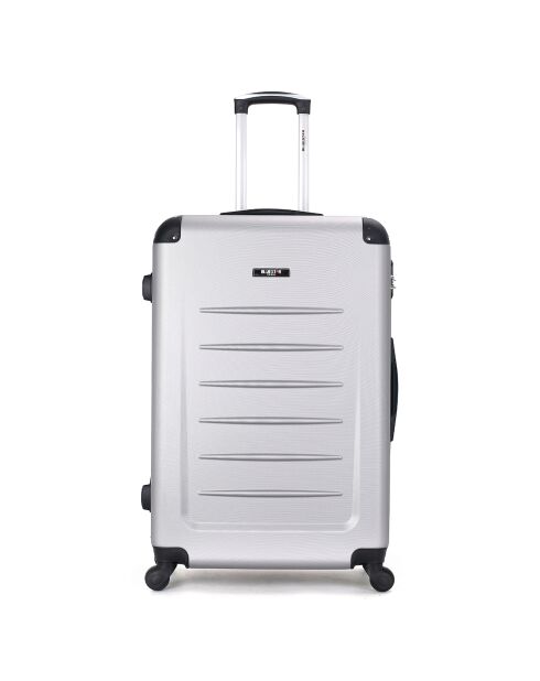 Valise Moyen Séjour 4 roues simples Opéra 65 cm argentée