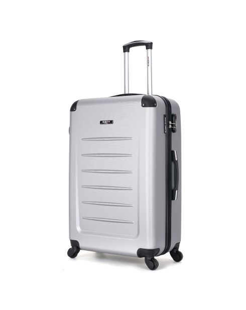 Valise Moyen Séjour 4 roues simples Opéra 65 cm argentée