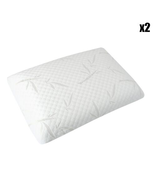 2 Oreillers à mémoire de forme blancs - 40x60 cm
