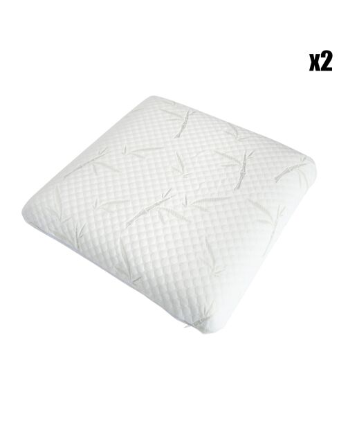 2 Oreillers à mémoire de forme blancs - 60x60 cm