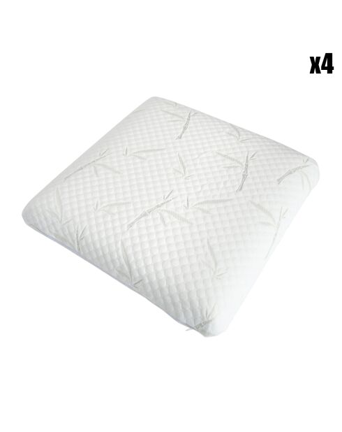 4 Oreillers à mémoire de forme MDF blancs - 60x60 cm