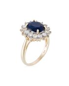 Bague Soleil Bleu Saphir 3.5 ct & Topaze blanche 1.33 ct or jaune