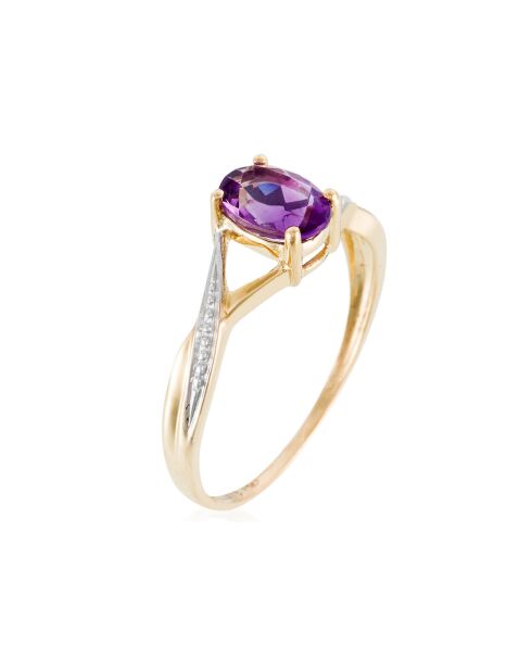 Magischer Amethyst-Ring in Violett, 0,850 Karat Gelbgold