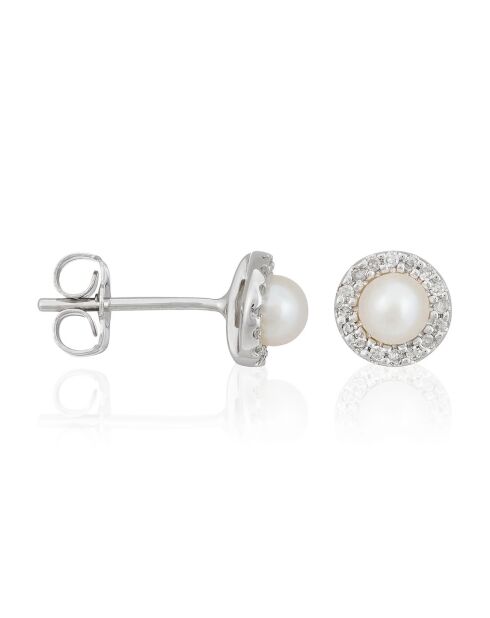 Boucles d'oreilles Perles Enchantées Diamant 0.14 ct or blanc