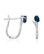 Boucles d'oreilles Beau Saphir Diamants 0.1ct & Saphirs 0.35ct or blanc