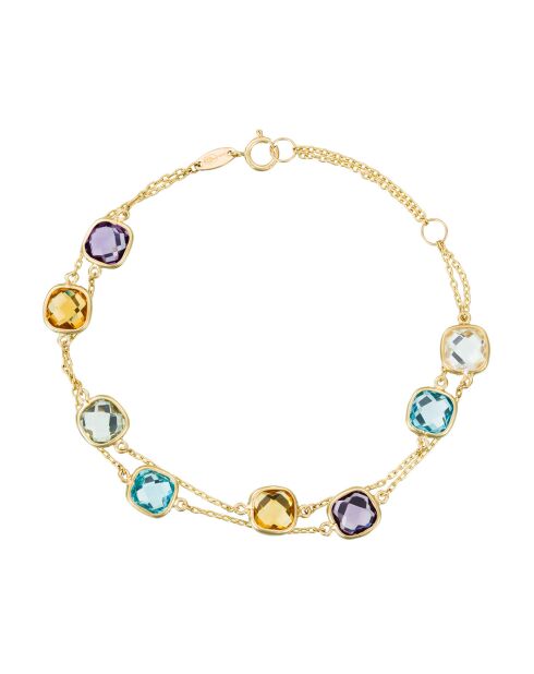 Mehrfarbiges Nuggets-Armband mit Gelbgoldsteinen
