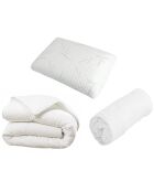 Pack  2 Oreillers + Protège-Matelas + Couette blanc - 90x190 cm
