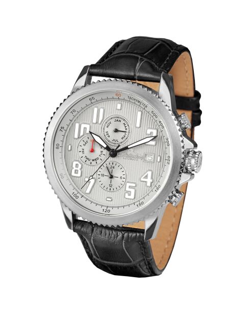 Montre Automatique Homme en Cuir Threeway noire