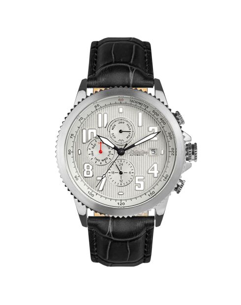 Montre Automatique Homme en Cuir Threeway noire