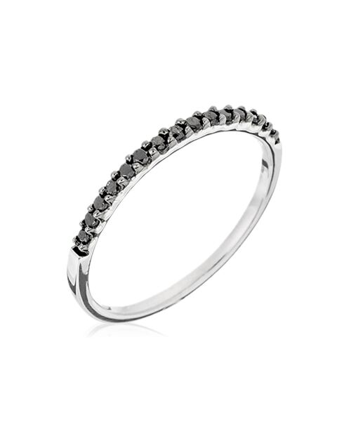 Bague Alliance Sobriété Diamants Noirs 0.14 ct or blanc