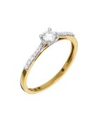 Bague Dis-moi Oui Diamants 0.25ct/1 + 0.07ct/14 or jaune