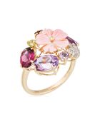 Bague Jardin anglais Améthystes 1.55 ct Grenats 0.30 ct Péridot 0.13 ct Rhodolite 0.95 ct Topazes 0.24 ct & Nacre or jaune