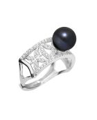 Bague en Argent Perle d'Eau Douce Ronde noire