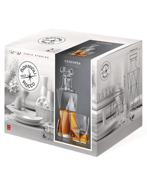 Service à whisky Cassiop transparent - 7 pièces