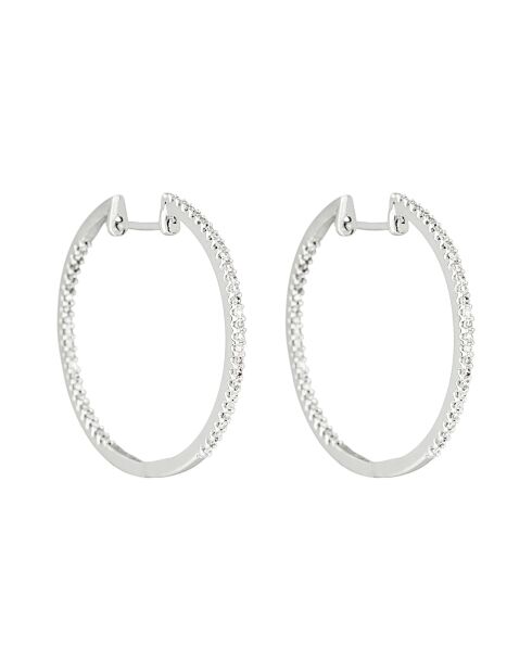Boucles d'Oreilles Créoles Diamants 0.25 ct or blanc
