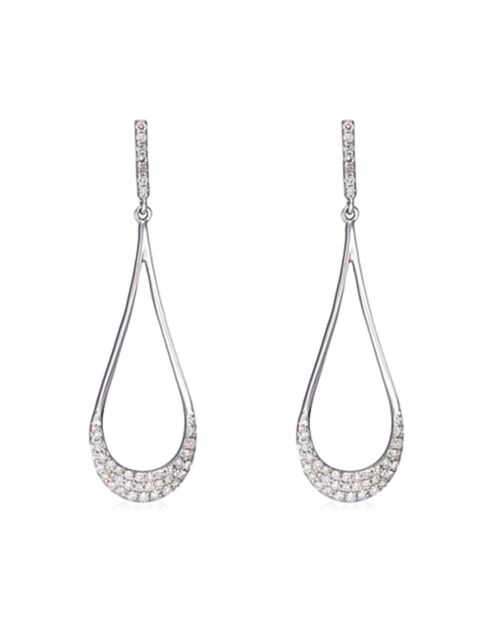 Boucles d'oreilles Gouttes d'amour précieuse Diamants 0.29 ct or blanc