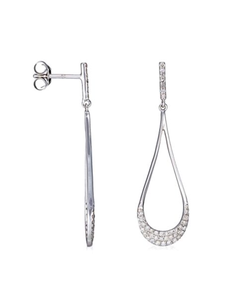 Boucles d'oreilles Gouttes d'amour précieuse Diamants 0.29 ct or blanc