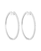 Boucles d'oreilles Elégantes Créoles  Diamants 0.24 ct or blanc