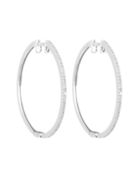 Boucles d'oreilles Elégantes Créoles  Diamants 0.24 ct or blanc
