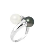 Bague Toi & Moi Prestige Argent Perles d'Eau Douce de Tahiti blanc naturel
