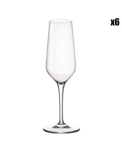 6 Flûtes à champagne Electra transparentes - 23 cl