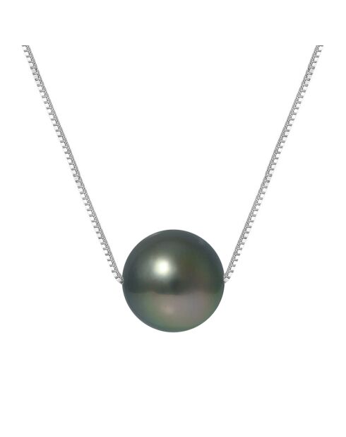 Collier Argent Perle de Tahiti noire