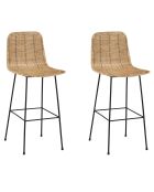 2 Chaises de bar Tara rotin naturel/noir - 43x54x100 cm