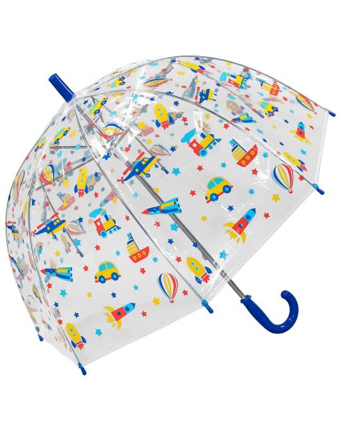 Paraguas transparente con estampado de transporte