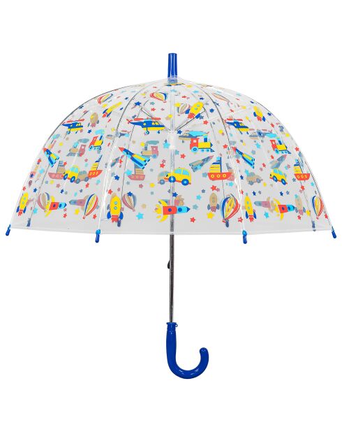 Paraguas transparente con estampado de transporte