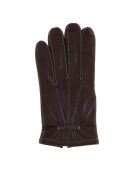 Gants en Cuir d'Agneau doublure textile marron/écru