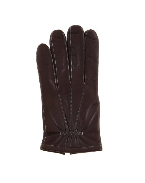 Gants en Cuir d'Agneau doublure textile marron/écru