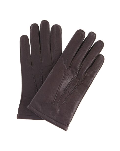 Gants en Cuir d'Agneau doublure textile marron