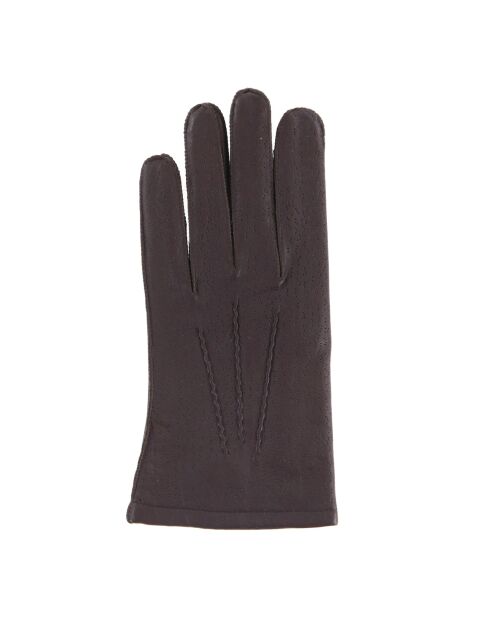 Gants en Cuir d'Agneau doublure textile marron