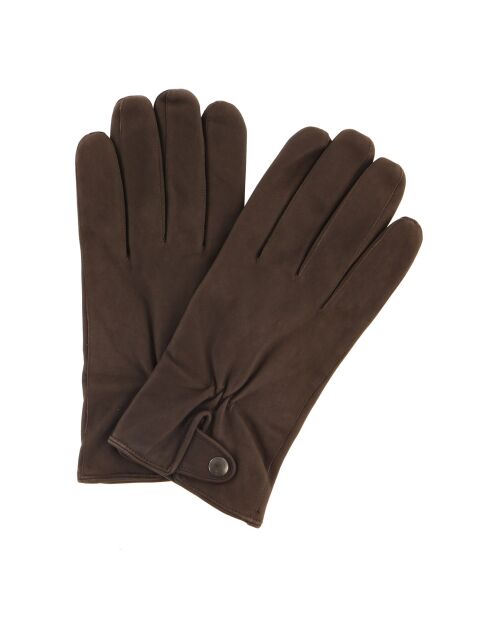 Gants en Velours de Cuir d'Agneau doublure textile marron