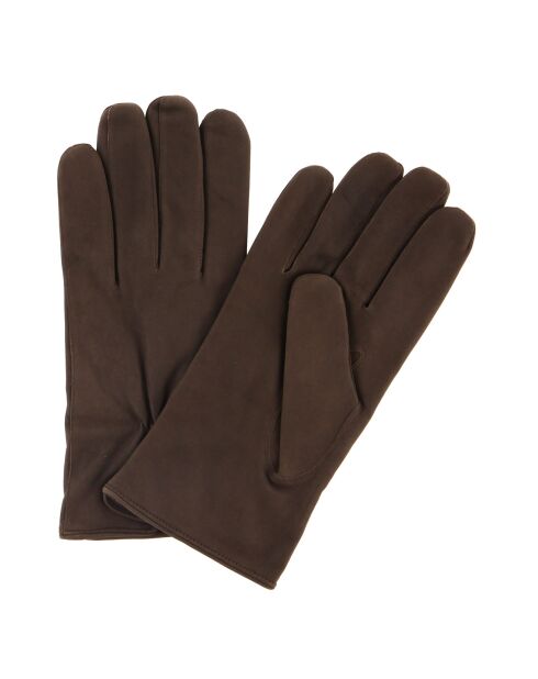 Gants en Velours de Cuir d'Agneau doublure textile marron